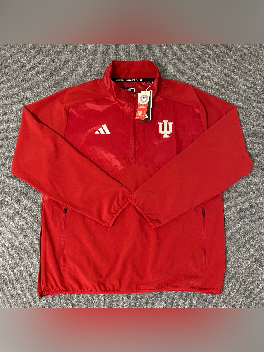 adidas Indiana Hoosiers Crimson Sideline Raglan Sleeve 1/4 Zip Mens M NWT
